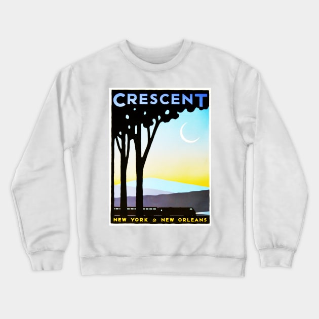 Crescent New York to New Orleans Vintage Railway Travel Crewneck Sweatshirt by vintageposters